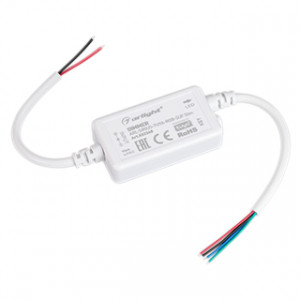 ARL-SIRIUS-TUYA-RGB-SUF SLIM, Контроллер трёхканальный для RGB светодиодных лент. Питание/рабочее напряжение 12-24VDC, максимальный ток 2A на канал, 3 канала, максимальная мощность 72-144W. Частота ШИМ 1.95kГц, Wi-Fi 2.4G. Корпус - PVC. Габариты 48х26х13 мм.