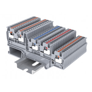 Клемма для подкл. датчик. TPIO1.5-S-4-LG24, Клемма для подключения датчиков, +/-/сигнал, зеленый светодиод, 4 точки подключения, тип фиксации провода: push-in, номинальное сечение: 1,5 мм кв., 13,5A, 250V, ширина: 3,5 мм, цвет: серый, тип монтажа: DIN 35