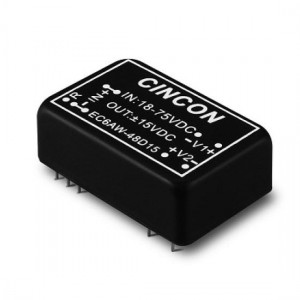 EC6AW-24D05, Преобразователи постоянного тока в постоянный с изоляцией DC-DC Converter, 8 Watt, 4:1 Input Range, DIP, 9-36VDC Input, +/-5VDC Output