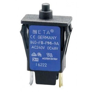 1140-F114-P1M1-10A, Автоматические выключатели Thermal circuit breaker for snap-in panel mounting, push to reset, single pole