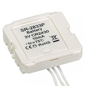 SR-2833P, Конвертер с радиомодулем встраивается в подрозетник и подкл-ся к двойной клавишной кнопке (контакты без фиксации). В качестве двойной кнопки обычно использ-ся клавишный перекл-ль для рольставней (краткое нажатие - вкл/выкл, длинное нажатие - диммирование)
