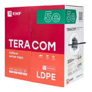 Кабель витая пара F/UTP кат.5E 4 пары solid внешн. LDPE черн. TERACOM TRC-5EFTP-04PE-BK-OUT3