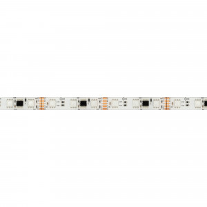 DMX-SE-B60-10MM 12V RGB-PX3, Светодиодная лента DMX-SE-B60, герметичная IP65 (SE - силиконовое покрытие), с микросхемой GS8516. Светодиоды 5060, 60 шт/м (1 pixel = 3 LED), белая плата, скотч 3М. Цвет RGB, угол 120°. Питание 12 В, мощность 14 Вт/м (70 Вт на 5 м). Размеры 5000x10x4 мм.