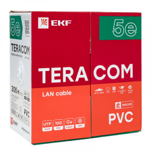 Кабель витая пара U/UTP кат.5E 4 пары solid PVC сер. TERACOM TRC-5EUTP-04PVC-GY-IN3