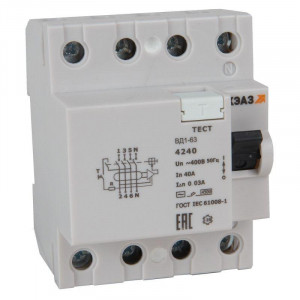 Выключатель дифференциального тока (УЗО) 4п 16А 30мА ВД1-63-4216-АС УХЛ4 электронное 318478