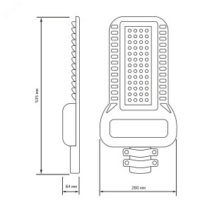 Светильник уличный Qplus 120W 14400lm 5000K 120-260V IP65 535*260*64мм черный КСС 