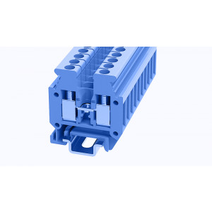 PCMB2.5-01P-12-00Z(H), Проходная клемма, тип фиксации провода: винтовой, номинальное сечение: 2.5 мм кв., 24A, 500V, ширина: 5,2 цвет: синий, зажимная клетка - латунь, винтовая перемычка, тип монтажа: DIN15