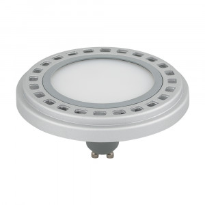 AR111-UNIT-GU10-15W-DIM WARM3000, Светодиодная лампа AR111, цоколь GU10, светодиод SMD, цвет БЕЛЫЙ ТЕПЛЫЙ 3000K, угол 120°, мощность 15Вт, напряжение 230V, Индекс цветопередачи CRI>80 Диммер TRIAC  Цвет рамки белый