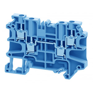 CY4/4BU, Проходная клемма, 4 точки подключения, тип фиксации провода: винтовой, номинальное сечение: 4 мм кв., 32A, 500V, ширина: 6 мм, цвет: синий, тип монтажа: DIN35
