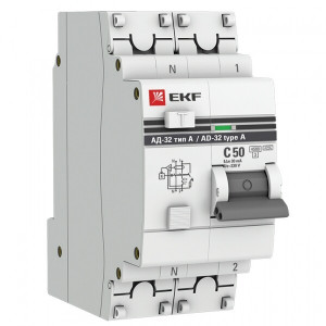 Выключатель автоматический дифференциального тока 2п (1P+N) 50А 30мА тип A АД-32 PROxima DA32-50-30-a-pro