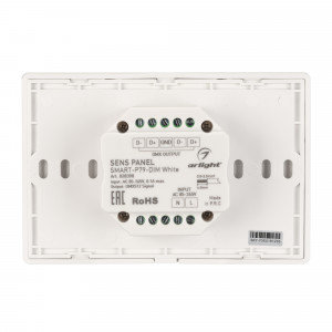 Панель Sens SMART-P79-DIM White (230V, 4 зоны, 2.4G) 028398, Встраиваемая сенсорная панель 2.4 ГГц, цвет белый. Итальянский стандарт. Материал - стекло. Для управления одноцветными источниками света (ШИМ), 4 зоны управления. Функция управления DMX512 устройствами. Питание/рабочее напряжение AC 85-265V. Габариты 120