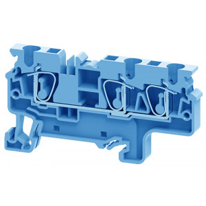 CX4/3BU, Проходная клемма, 3 точки подключения, тип фиксации провода: пружинный, номинальное сечение: 4 мм кв., 32A, 1000V, ширина: 6 мм, цвет: синий, тип монтажа: DIN35