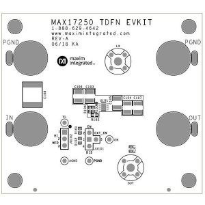 MAX17250EVKIT#TDFN, Средства разработки интегральных схем (ИС) управления питанием MAX17250 Evaluation Kit, 2.7V to 20V Input, Boost Converter with 0.1uA Shutdown Current