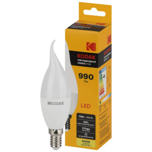 Лампочка светодиодная LED KODAK BXS-11W-830-E14 E14 / Е14 11Вт свеча на ветру теплый белый свет Б0057635