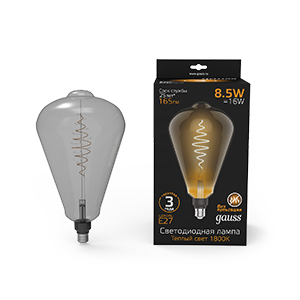Лампа LED Filament ST164 GAUSS E27 8.5W Gray 165lm 1800K 1/6 157802005