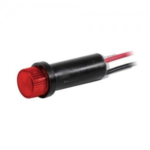 41W-NKR12H-CRO, Светодиодные панельные индикаторы Wire Leads Hi Hat Red 12VDC