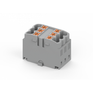 Проходной блок TPA2.5-6-GY, Проходной блок, 6 точкек подключения, тип фиксации провода: push-in, номинальное сечение: 2,5 мм кв., 24A, 450V, цвет: серый