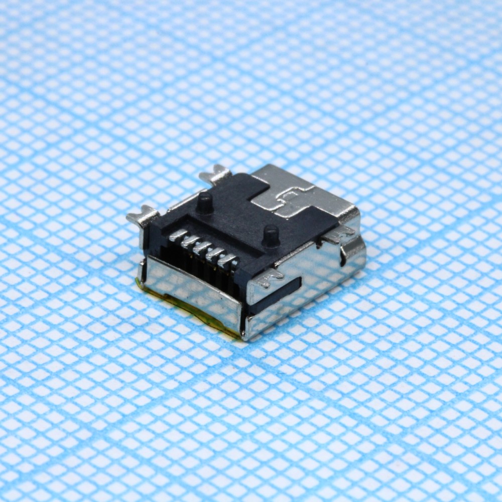 USB/M-1J MINI USB TYPE B SMD, Разъем Mini USB 1.1 розетка 5 контактов тип  B, SMD на плату