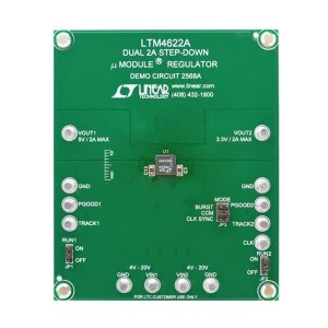 DC2568A, Средства разработки интегральных схем (ИС) управления питанием LTM4622A Demo Board - Ultrathin Dual 2A