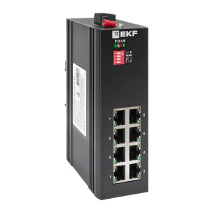 Промышленный неуправляемый коммутатор U-8GTP, 8 портов 10/100/1000Base-T(X) RJ45 c PoE, монтаж на динрейку TSX EKF [TSX-U-8GTP]