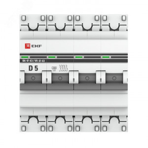 Выключатель автоматический четырехполюсный 5А D ВА47-63 4.5кА PROxima mcb4763-4-05D-pro