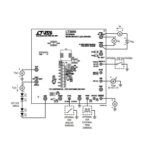 DC2020A, Средства разработки схем светодиодного освещения  LT3955EUHE Demo Board ? 60VIN 80VOUT LED