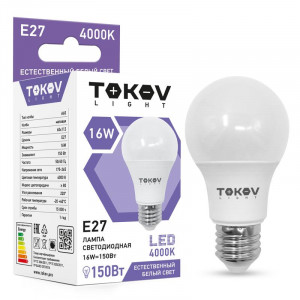 Лампа светодиодная 16Вт А60 4000К Е27 176-264В (TKL) TKL-A60-E27-16-4K