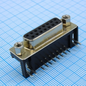 DS1037-15FNAKT74-0FF, Розетка D-SUB 15 контактов шаг 2.77мм угловая