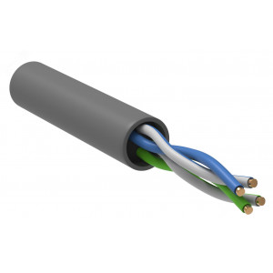 Витая пара U/UTP кат.5е 2 пары 24 AWG 500м PVC серый LC1-C5E02-111