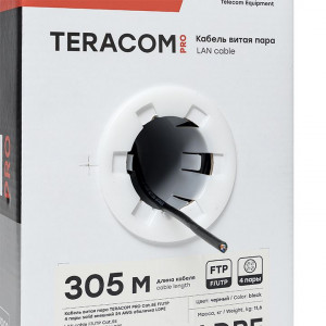 Кабель витая пара F/UTP кат.5E 4 пары 24 AWG solid внешн. LDPE черн. TERACOM PRO PRO TRP-5EFTP-04PE-BK-OUT3