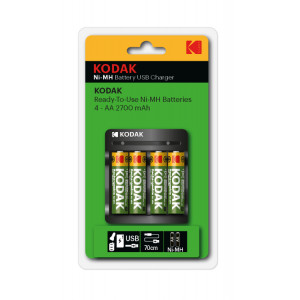 Зарядное устройство для аккумуляторов USB Overnight charger with 4 x AA 2700 mAh [K4AA/AAA] (6/48/1008) Б0056003