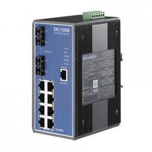 EKI-7559SI-AE, Модули сети Ethernet  8-port 10/100M +2 S.M Fiber Managed Ethernet Switch, -40~75C