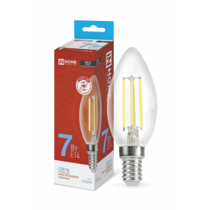 Лампа светодиодная LED-СВЕЧА-deco 7Вт свеча прозрачная 6500К холод. бел. E14 810лм 230В 4690612029665