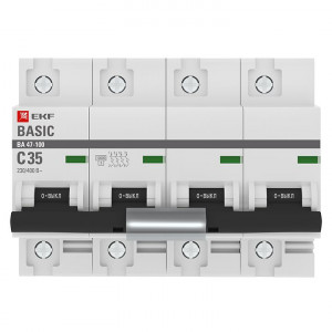 Автоматический выключатель 4P 35А (C) 10kA ВА 47-100 EKF Basic