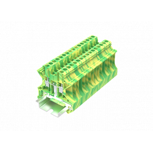 Заземляющая клемма TU2.5-2-PE, Заземляющая клемма, тип фиксации провода: винтовой, номинальное сечение: 2,5 мм кв., ширина: 5,2 мм, цвет: желто-зеленый, тип монтажа: DIN 35