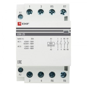 Контактор модульный КМ 25А 2NО+2NC (3 мод.) PROxima km-3-25-22