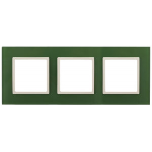 14-5103-27 Рамка на 3 поста, стекло, Elegance, зелёный+сл.кость (5/25/900) Б0034517