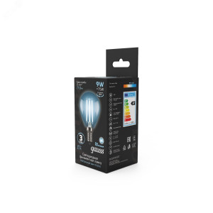 Лампа светодиодная филаментная Black Filament 9Вт P45 шар 4100К нейтр. бел. E14 710лм 105801209