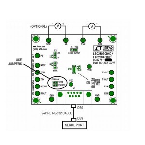 DC827A-B, Средства разработки интерфейсов LTC2804 Demo Board - Dual RS232 Transcei