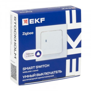 Умный беспроводной выключатель Стокгольм 1-кл белый Zigbee EKF Сonnect RCV-ST1-WS-ZB