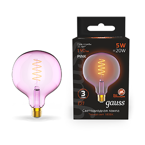 Лампа LED Filament Flexible G125-C Pink E27 5W 190lm 1800K 125*178mm 1/10 1011802105