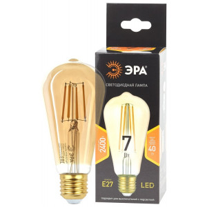Лампа светодиодная филаментная F-LED ST64-7W-824-E27 7Вт ST64 золотая 2400К тепл. бел. E27 Б0047664