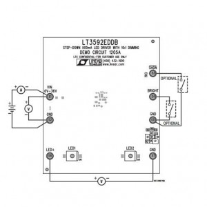 DC1205A, Средства разработки схем светодиодного освещения  LT3592EDDB Demoboard - 500mA Wide Input