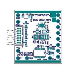 DC1397B-B, Средства разработки интегральных схем (ИС) преобразования данных LTC2656-H16 Demo - Octal SPI 16-bit Volt