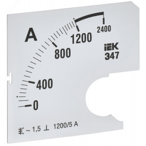 Шкала смен. для амперметра Э47 1200/5А-1,5 72х72мм IPA10D-SC-1200