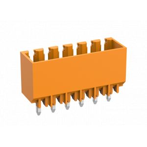 Вилочный разъем на плату MC-PA3.5V09-OG-WD, Вилочный разъем, вертикальный, на плату, шаг: 3.5 мм, 9 полюсов, фиксация на плате пайкой, исполнение: увеличенная мощность, 160V, 10A, цвет: оранжевый