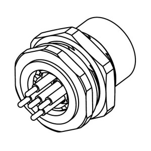 T4141012041-000, Цилиндрические метрические разъемы M12,REAR MOUNT, FEMALE,A CODE,4P