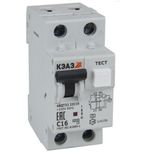 Выключатель автоматический дифференциального тока 2п C 16А 30мА тип A 6кА АВДТ32-22C16 A УХЛ4 228065