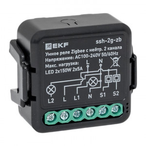 Умное реле в подрозетник 2-канальное с нейтралью Zigbee EKF Connect Select ssh-2g-zb
