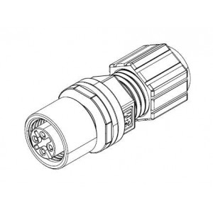 3N304-A000-S08BF, Цилиндрические метрические разъемы M12,4P,Socket,A-Code Solder Cup, 20-24AWG